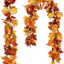 DearHouse 2 Pack Fall Maple Leaf Hanging Vine Garland Artificial Autumn Foliage Thanksgiving Decor for Home Wedding Fireplace Party Christmas (Light Yellow)