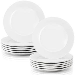 PIEMEET 12 Pcs Porcelain Dessert Plates, 6 Inch White Appetizer Plates, Ceramic Salad Plate Set, Small White Plate for Appetizers Snack Cake Bread, Microwave Oven and Dishwasher Safe