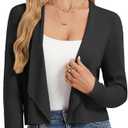 GRACE KARIN Womens Cropped Sweater Blazer Lightweight Cardigan Dressy Work Long Sleeve Shrug Knit Blazer Business Casual (Black, M)