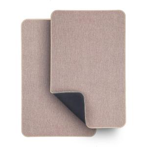 Bath Mat,Ultra Thin Bathroom Rugs,Rubber Bath Mats for Bathroom,No Slip Bath Rugs,Quick Dry,Machine Washable,Low Pile,Absorbent,Shower Outside,Sink,Home Decor Accessories.Beige,1'5"x2'3"(2 Pack)