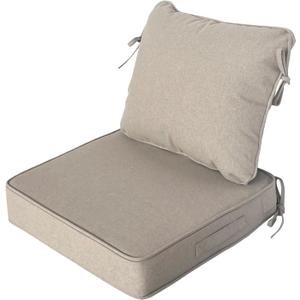 19"x19" Outdoor Universal Cushion Set of 1, Patio Cushions with Handles & Ties, Water-Proof Stain-Resistant UV Resistant Weather Resistant High Resilience Foam,Natural Linen