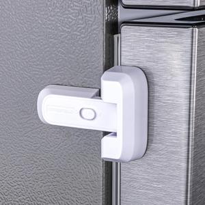 2-Pack Child Proof Fridge Lock with Adhesive - No Tools Required - Refrigerator Lock for Kids - Freezer Latch to Keep Door Closed - for Toddlers, Cats, & Dogs - White