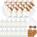 50 Sets Mini Hand Sanitizer Bottles Bulk 2oz Empty Hand Sanitizer Travel Size Wedding Favors for Guests with Organza Bags Thank You Tags for Woman Employees(Eucalyptus, Green)