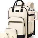 MATEIN HER Underseat Backpack for Frontier Airlines with Removable Shoe Compartment, TSA Personal Item Bag for Women, Carry on Luggage Flight Approved with Padded 15.6" Laptop Sleeve, 3 Set (Beige)