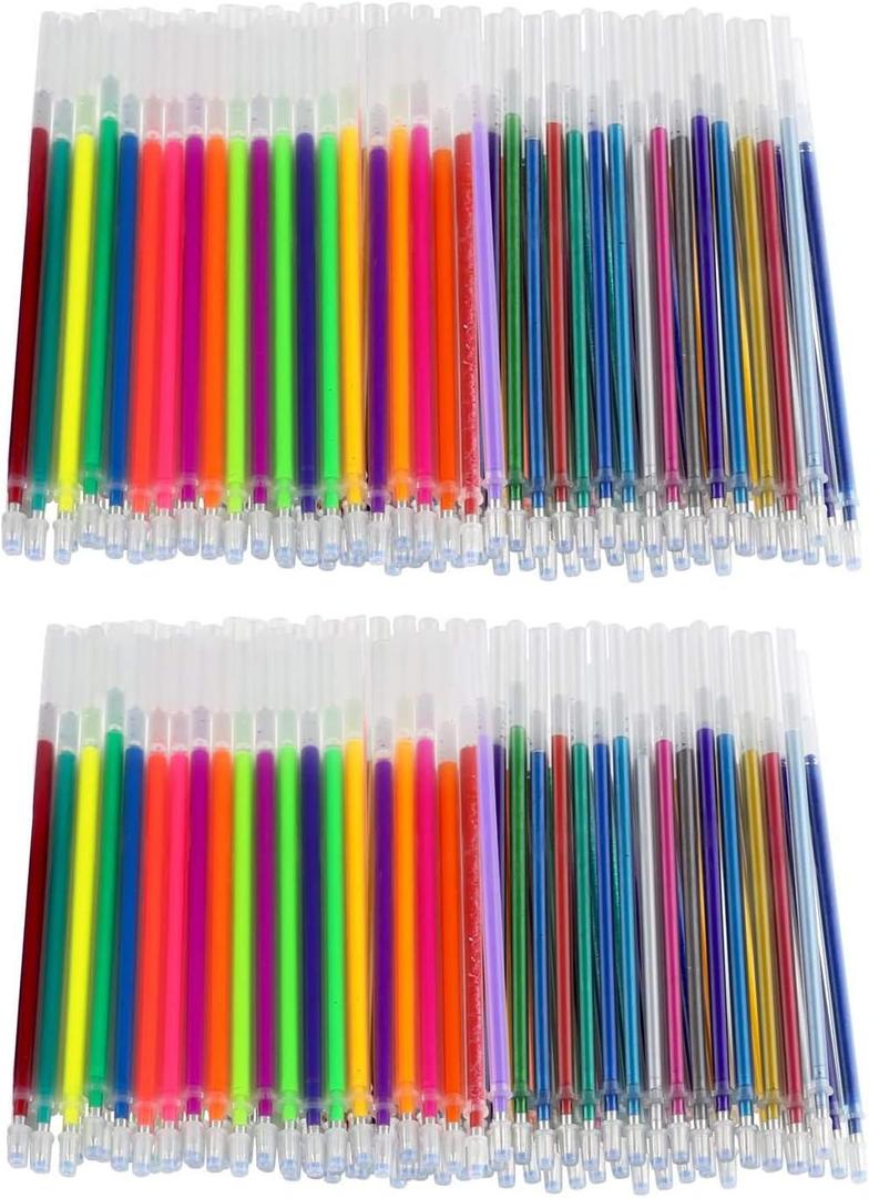 120 Unique Colors Gel Pen Refills - Glitter Metallic Pastel Fluorescence Neon, Pen Ink Refills for Adult Coloring Books, Scrapbooking, Drawing - 240 Refills (240 Refills)