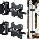 HOME MASTER HARDWARE Self Closing Gate Hinges, Heavy Duty Gate Hardware Vinyl Door Closer Hinges, 90 Degree Adjustable Gate Hinges with Swing Adjustment Tool for Vinyl/Wooden Fence, 2 Pack, Black