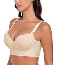 Strapless Bras for Women Push up Bra No-Slip Silicone Strip Hide Back Fat Bra, Size 40B