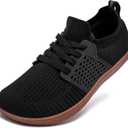 HOBIBEAR Wide Minimalist Barefoot Shoes Mens Womens Walking Sneakers Shoes | Zero Drop Sole | Optimal Relaxation (Black/Gum) 8