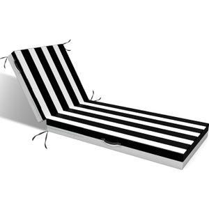 L'AGRATY Outdoor Lounge Chaise Cushion: 72x21x3 Inch Waterproof Lounge Chair Cushion for Outdoor Furniture with Fade Resistant Removable Cover - Patio Cushions for Pool Lawn Deck(Black White 1Pack)