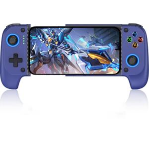 Mocagen Wireless Mobile Gaming Controller, Phone Controller for iPhone/Android with Big Grip,Led Light,Hall Effect Joysticks, Cell Phone Slide Controller for Handheld Gaming (Blue)