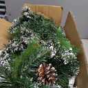 9FT Pre-Lit Artificial Christmas Garland with 50 Lights, White Garland with Pine Cones and Red Berries, Plug-in Snowy Christmas Garland for Mantel, Staircase, Door