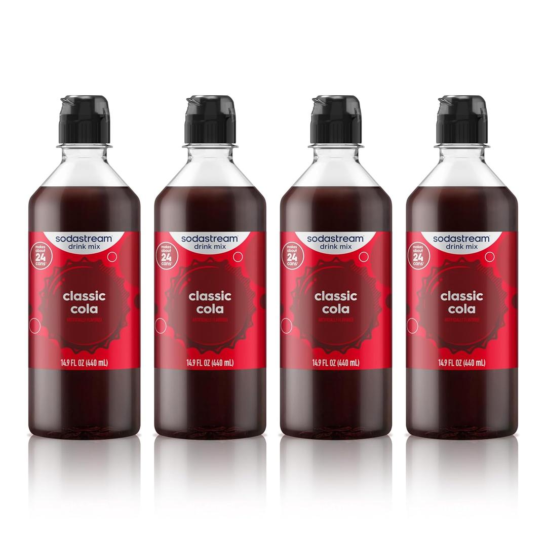 Sodastream Classic Cola New Pour Bottle, 14.9 Fl Oz (Pack of 4) (EXP 04/28/27)