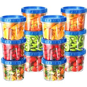 BiuLeon 12 Pack-24 oz Freezer Storage Containers, Plastic Food Storage Containers with Twist Top Lids, BPA Free and Reusable Soup Containers with Lids, Leakproof/Microwave/Dishwasher Safe
