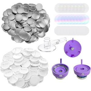 2.25''/58mm Button Maker Die with 100 Pin Button Making Supplies - Create Colorful Pin Badges, Replaceable Mold for DC109 Badge Maker Machine