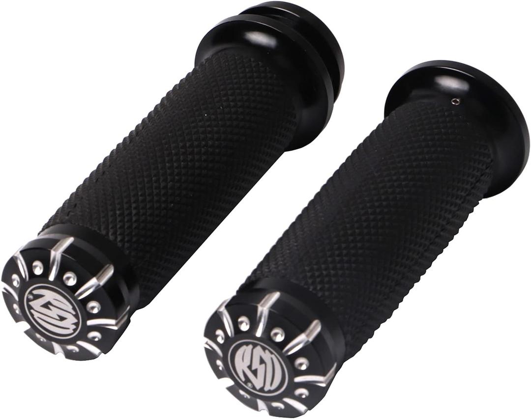 Handlebar Hand Grips Motorcycle Electronic Throttle Grip for 1"/26mm Handle Bars Compatible with Harley Touring Street Glide (Type #1(Black Cut))