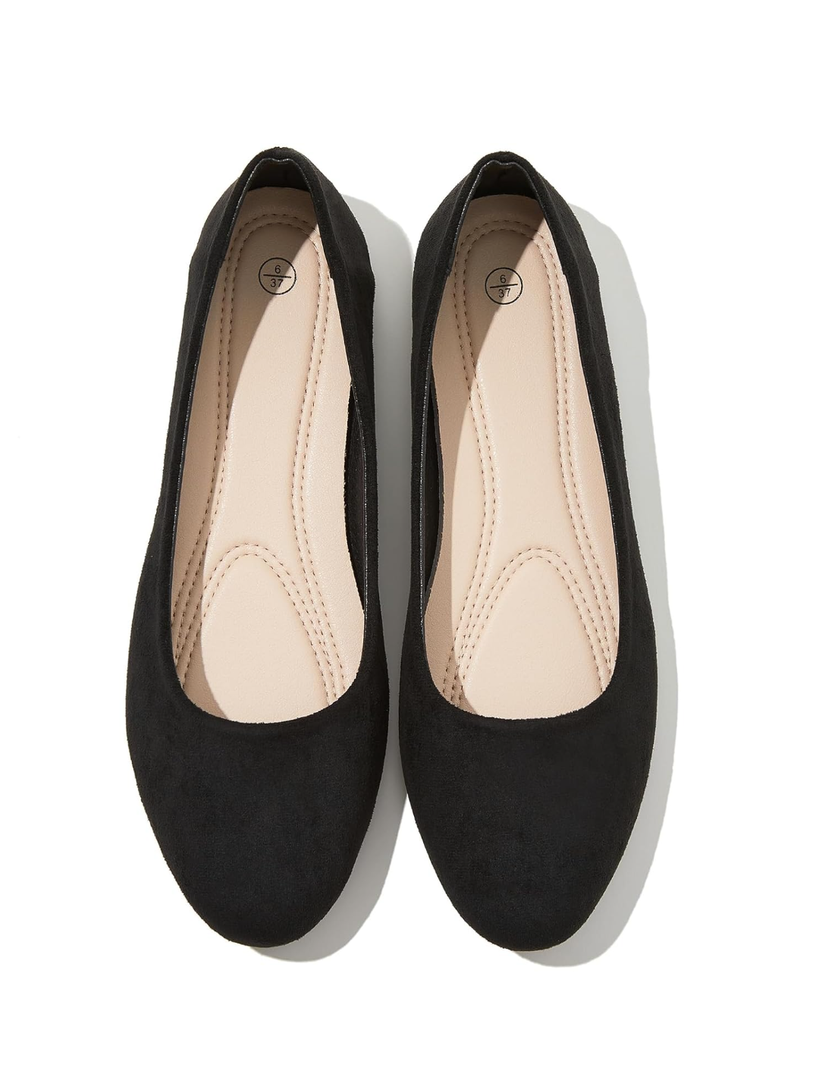 Shupua Flats for Women Round Toe Flat Shoes Dressy Black Ballet Flats Comfortable Womens Dress Shoes Ballerina Flats for Work 6
