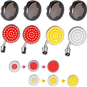Sequential Led Turn Signals, 1157 Front + 1156 Rear Blinkers with Smoked Lens Compatible with Harley Sportster Softail Street Glide Road King Cruiser Turing (Sequential Light & Smoked Lens)