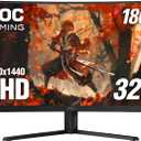 AOC C32G2ZE 32" Curved Frameless Gaming Monitor, Full HD 1920x1080, VA, 0.5ms 240Hz, AMD FreeSync Premium, DP/HDMI/VGA, VESA, 3-3-1 Re-Spawn Program, Xbox PS5 Switch,Black