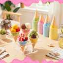 Honeydak 200 Pcs 6oz Ice Cream Drip Snow Cone Cups Disposable Paper Cone Cups Snack Cup Summer Ice Cream Cup For Slushie, Sorbet, Birthday Baseball Drip Party Supplies