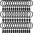AMZSEVEN 40 Pack Metal Curtain Rings with Clips, Drapery Clips Hooks, Decorative Curtain Rod Clips 1.5 in Interior Diameter, Vintage Black