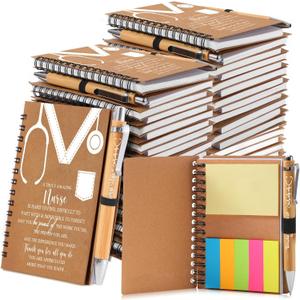 Jetec 12 Set Nurses Week Gifts Bulk 2026 Nurse Appreciation Gift Set Small Inspirational Kraft Spiral Nursing Notebooks with Sticky Notes Pens for Healthcare Medical Hospital Coworker Staff Office