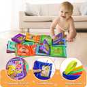 Dr.Rapeti Soft Cloth Books Baby Books Bath Books 6-Pack for Baby Infant Toddler Kids Crinkle Squeaky Washable Chewable Non-Toxic Early Educational Giftable