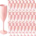 Pink Plastic Champagne Flutes 48pcs Unbreakable Wine Glasses | 5 oz Champagne Cups with Stem, Reusable Acrylic Goblets, Bulk Pack for Wedding, Party, Dinner, Mimosa Bar, Birthday, Outdoor