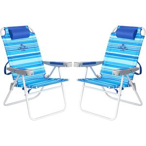 SUNNYFEEL 17" Tall Oversized Beach Chairs 2 Pack for Adults Heavy Duty 500 LBS, 5 Position, Portable High Folding Camping Chair with Cup Holder for Outdoor/Lawn/Trip, Foldable Sand Chairs for Adults