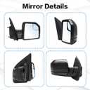 Passenger Side Mirror Replacement Fit for 2015-2020 Ford F150 Accessories,Right Side Mirror Assembly,Electric Glass,Manual Collapse,Without Signal Light,Non Heated (3Pins) Replaces:FL3Z17682AK