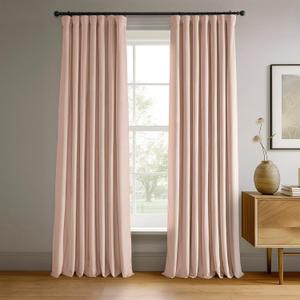 HPD Half Price Drapes Signature Velvet Thermal Blackout Curtains for Living Room 84 Inch Long (1 Panel) Rod Pocket Insulated Blackout Curtains for Bedroom Window Curtains, 50W x 84L, Rosey Dawn