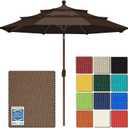 EliteShade USA 10-Year-Non-Fading 9ft 3-Tier Market Patio Umbrella, Commercial Grade Outdoor Table Umbrella with Crank Open, Windproof & UPF 50+ UV Protection, Heavy Duty Ventilation for Garden, Deck, Pool, Backyard, Beach & Bistro, Chestnut