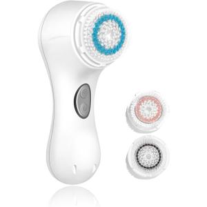 Microtree Electric Facial Cleansing Brush, Sonic Vibrating Rechargeable Face Scrubber Exfoliator, 2 Speeds for Gentle Clean, Face Brushes for Cleansing, Waterproof Face Wash Brush (Cool White)