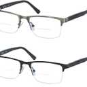 Bifocal No Line Progressive Multifocus Reading Glasses Men Multifocal Reader Blue Light Computer Metal Frame Eyeglass