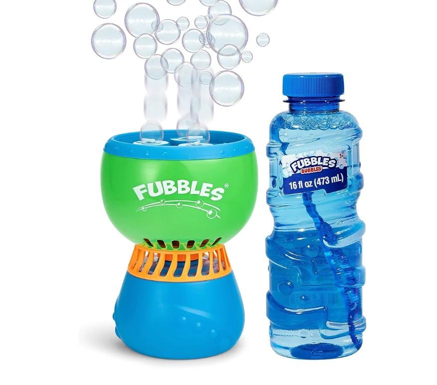 FUBBLES NO Spill Funfiniti Bubble Machine | Blows One Hour of Non Stop Bubbles | Toy Set Includes 36oz of Non Toxic Refill Solution 
