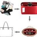 Purse Organizer Insert For Handbags, Purse Organizer With Zipper, Neverfull Organizer, Bag Organizer For Speedy Neverfull ONTHEGO Tote, Handbag and More (Silky Red, X-Large)