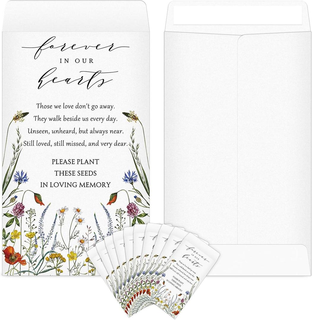 Fumete 120 Pack Wildflower Seed Packets Bulk Memorial Day Wildflower Coin Envelopes Kraft Small Celebration of Life Funeral Favors for Guests Loss of Loved One Veterans Day Gift, 3.9 x 2.4 Inch