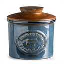 YHOJOY Ceramic Butter Dish with Lid, Butter Crock for Countertop, French Butter Keeper, Farmhouse Cow Pattern, Blue