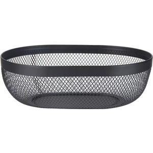 Metal Mesh Steel Basket, Oval Metal Wire Storage Organizer Baskets Multi Functional Kitchen Baskets Countertop Fruit Baskets Garden Harvest Basket for Kitchen Picnic Decor Cabinet Home, Black