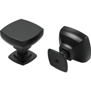 2 x Peaha 25 Pack Matte Black Cabinet Knobs,Square Drawer Knobs,Solid Zinc Alloy Modern Hardware Pulls for Kitchen Dresser Bathroom