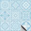36 Pcs 9 Style Baroque Style Peel and Stick Wall Tile Sticker Geometric Patterns Wall Stickers Waterproof Self Adhesive Stick on Tile Decals for Kitchen Bathroom Art Decor, 44 Inch