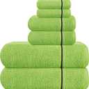 Ultra Soft 6 Pack Cotton Towel Set, Contains 2 Bath Towels 28x55 inch, 2 Hand Towels 16x24 inch & 2 Wash Coths 12x12 inch, Ideal Everyday use, Compact & Lightweight - Kiwi Green