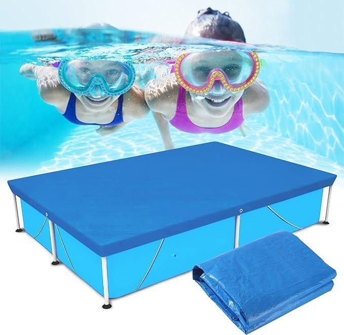Rectangle Pool Cover, Fits 120 in x 80 in Inflatable Rectangular Pool Cover, 10 ft x 6 ft Pool Cover Rectangular, Swimming Pool Cover Square Pool Cover-UV Resistant Dustproof Rainproof Waterproof (Blue)