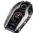 TANGSEN Key Fob Case TPU Cover Compatible with 5 Series 528Li 530Li 540Li G30 G31 6 Series GT G11 G12 7 Series 740 X3 G01 i8 Transparent Carbon Fiber Texture Protective Key Shell (Black)