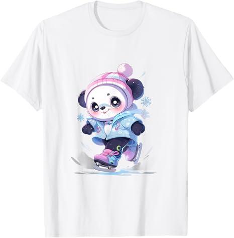 Panda Figure Skating Figure Skater Ice Skates T-Shirt, Size: L