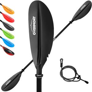 Overmont Kayak Paddles with Leash - Heavy Duty Aluminum Alloy Shaft Boating Oar for Kayaking Boating Canoeing 218cm/86in - 230cm/90.5in - 241cm/95in (Blk)