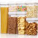 Vtopmart Airtight Food Storage Containers, Set of 7 BPA Free Plastic Cereal Organizer Canisters with Easy Lock Lids, for Kitchen Pantry Organization, 24 Labels, White