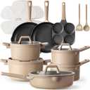 CAROTE 19pcs Nonstick Cookware Set, Pots and Pans Set Non Stick, kitchen Cooking Set, Premium Induction Cookware, Frying pan, Large Capacity Granite, Brown (19 Piece)