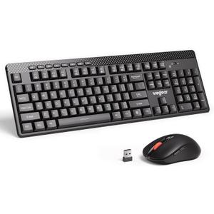 Wireless Keyboard and Mouse Combo, 5-Level Adjustable 4000 DPI Mouse, Quiet 2.4G Full Size Keyboard with 8 Additional Shortcuts, Silent Typewriter for PC, Desktop, Laptop, MacBook