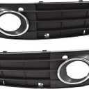 1 Pair Front Bumper Fog Light Cover Grilles Left and Right Side Replacement for A4 2009-2012 Regular Edition