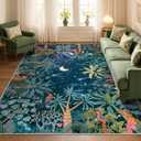Lahome Jovence Midnight Jungle Green Rug, Washable 8x10 Rugs for Bedroom Living Room, Soft Forest Kids Rugs for Playroom, Non Slip Stain Resistant Floor Carpet for Office Dining Room